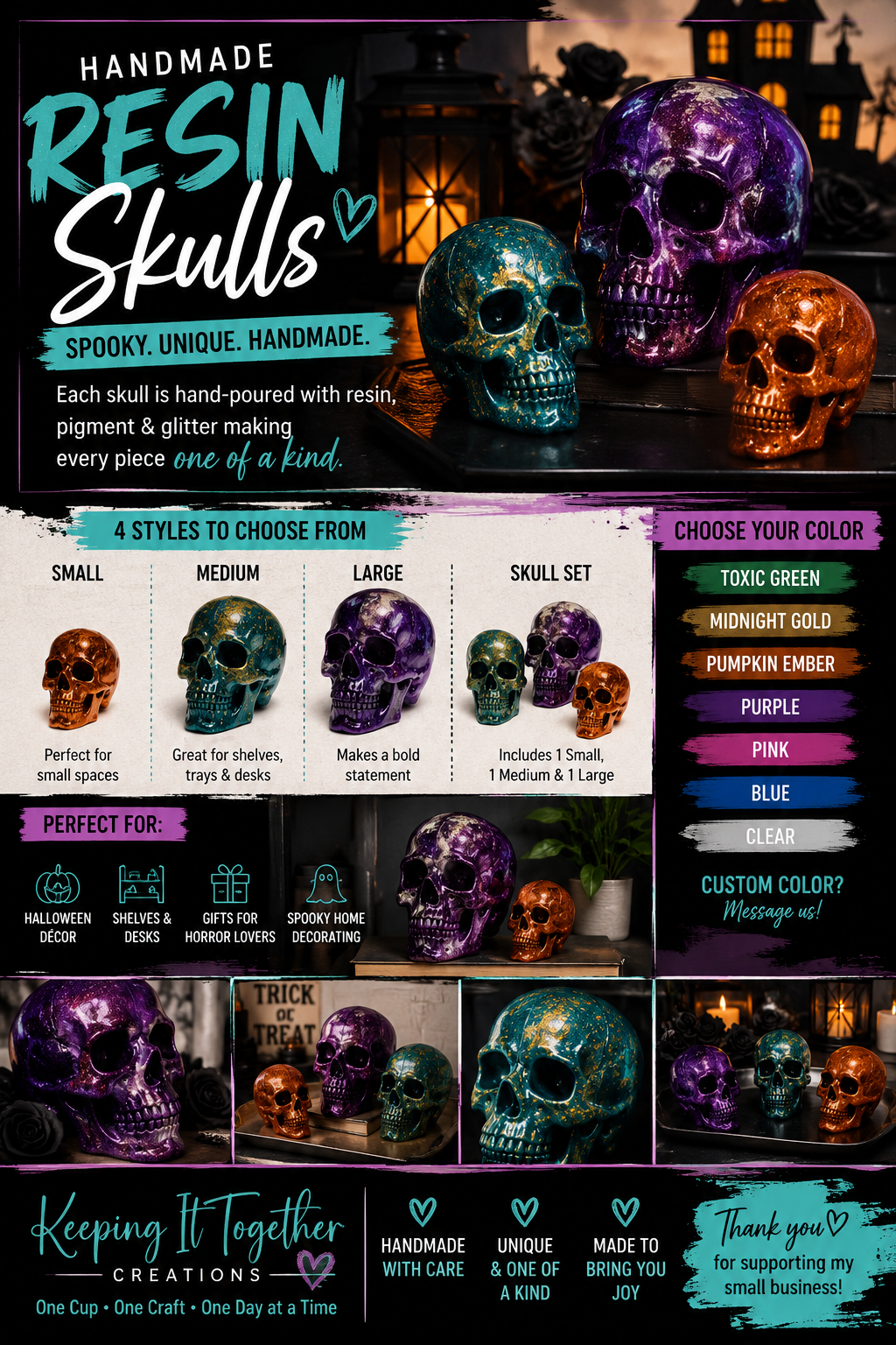 Handmade Resin Skulls | Halloween Décor (Copy)