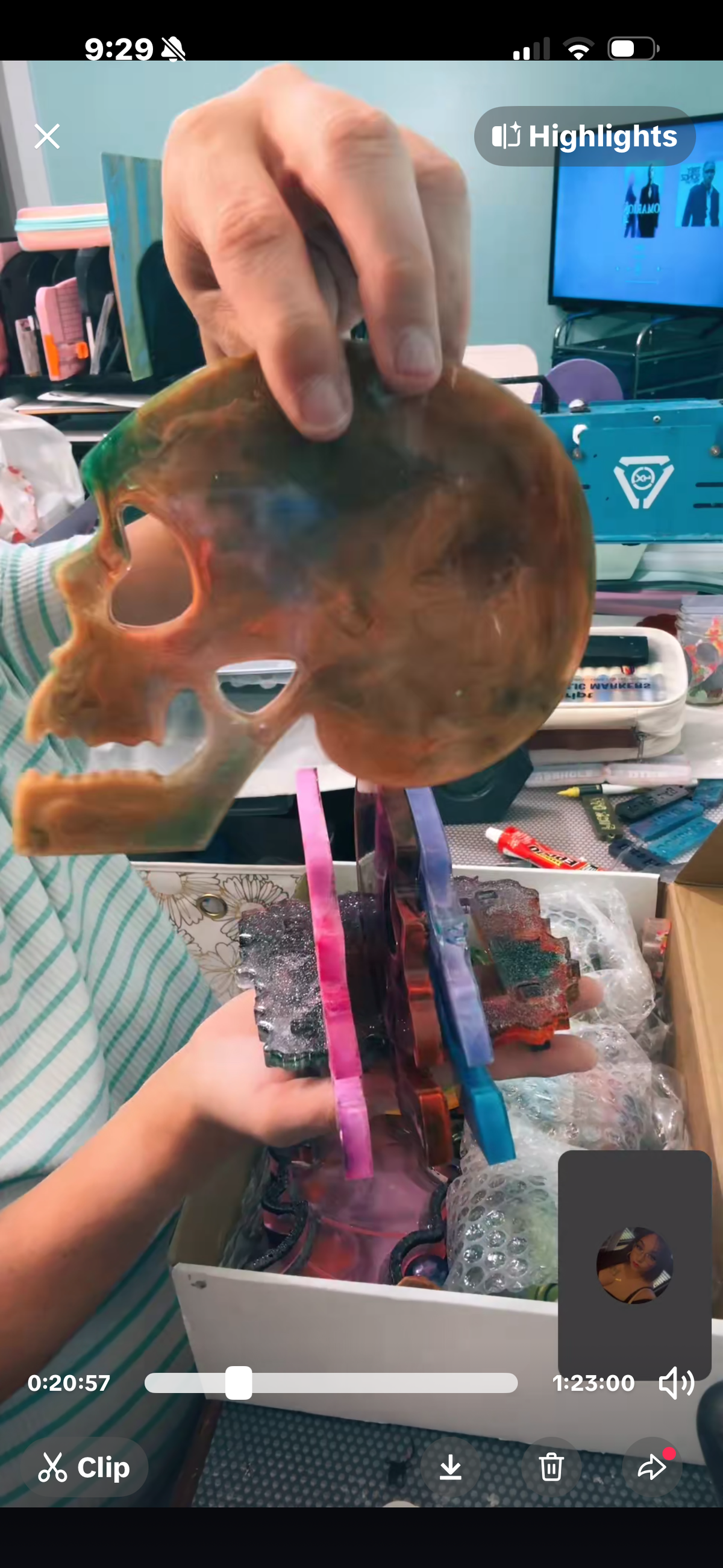Handmade Resin Skull Coaster Set with Holder — $40