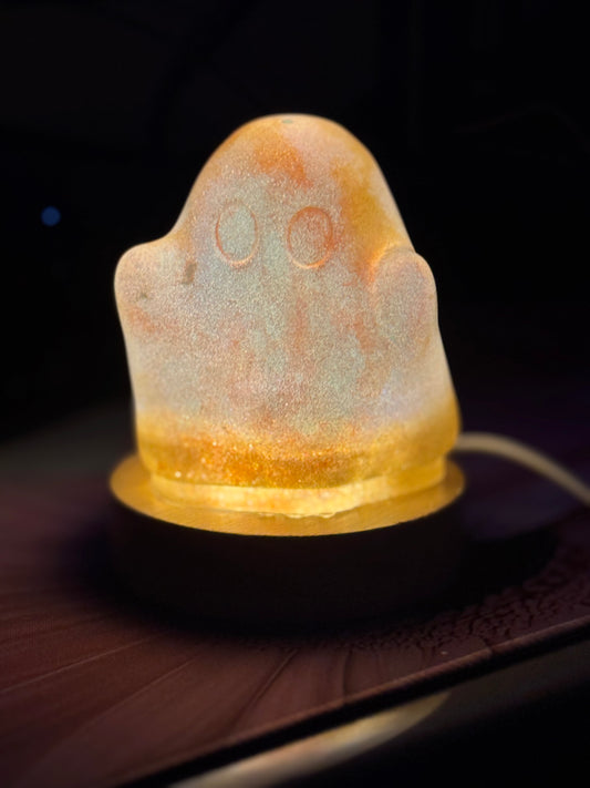 Handmade Resin Ghost Night Light 👻 | Glowing Halloween Decor