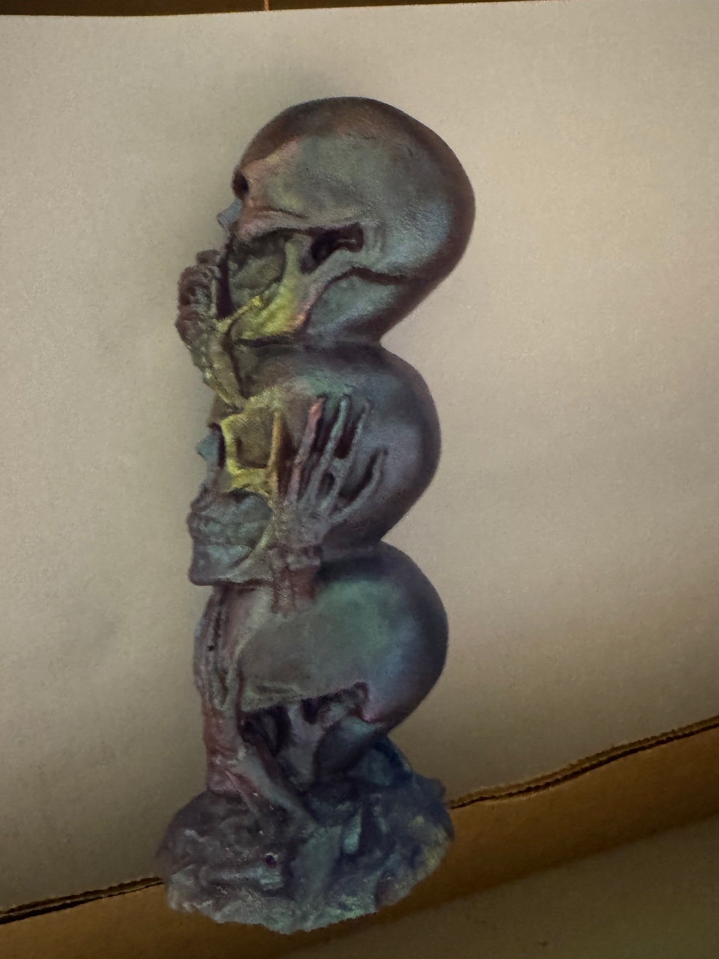 🎃Handmade "See No Evil, Hear No Evil, Speak No Evil" Skull Statue | Epoxy Resin Halloween Decor
